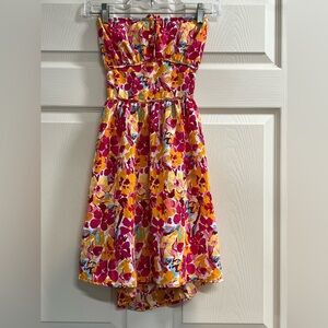 Shein Vcay Orange Floral Open Back High Low Halter Sundress - Size Small - NWT